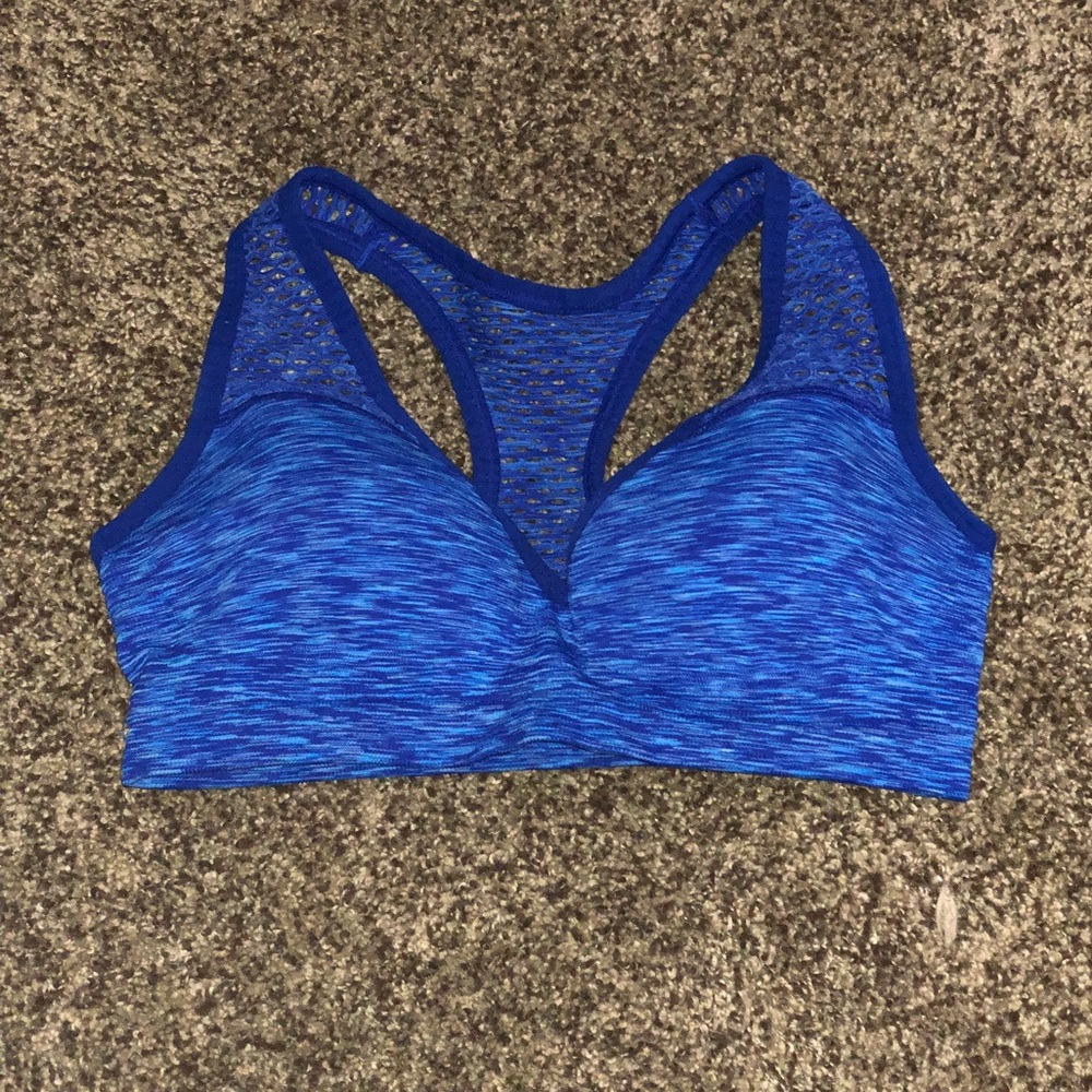 A blue push up sports bra